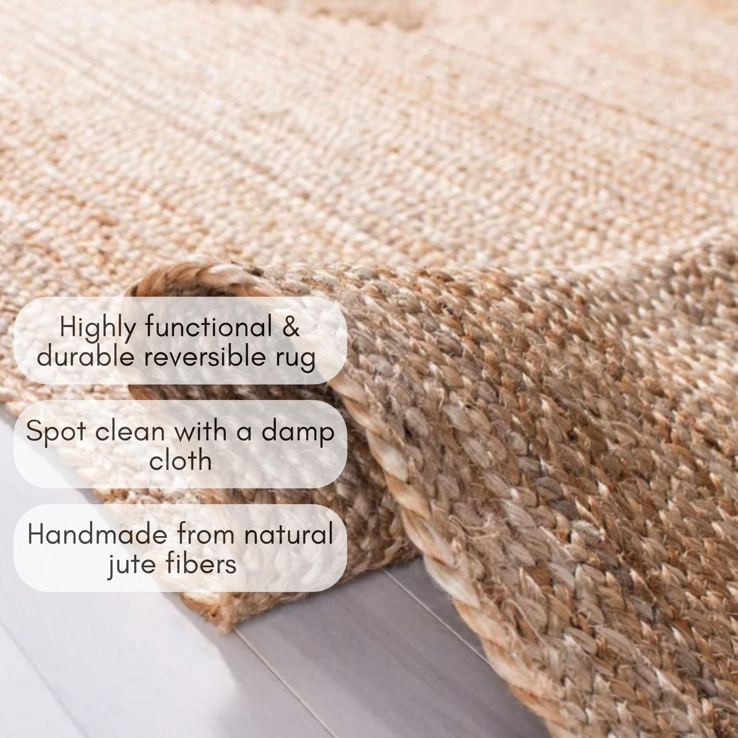 FRELISH DECOR reversible jute rug with two looks for layering