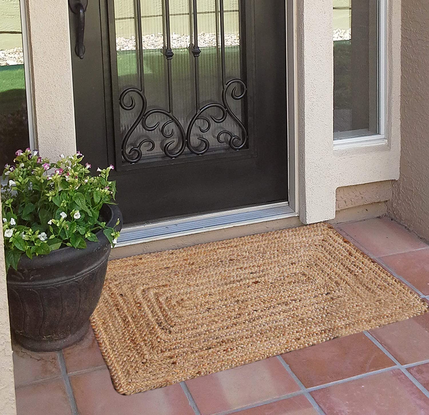 FRELISH DECOR handwoven jute rug in natural beige for entryways