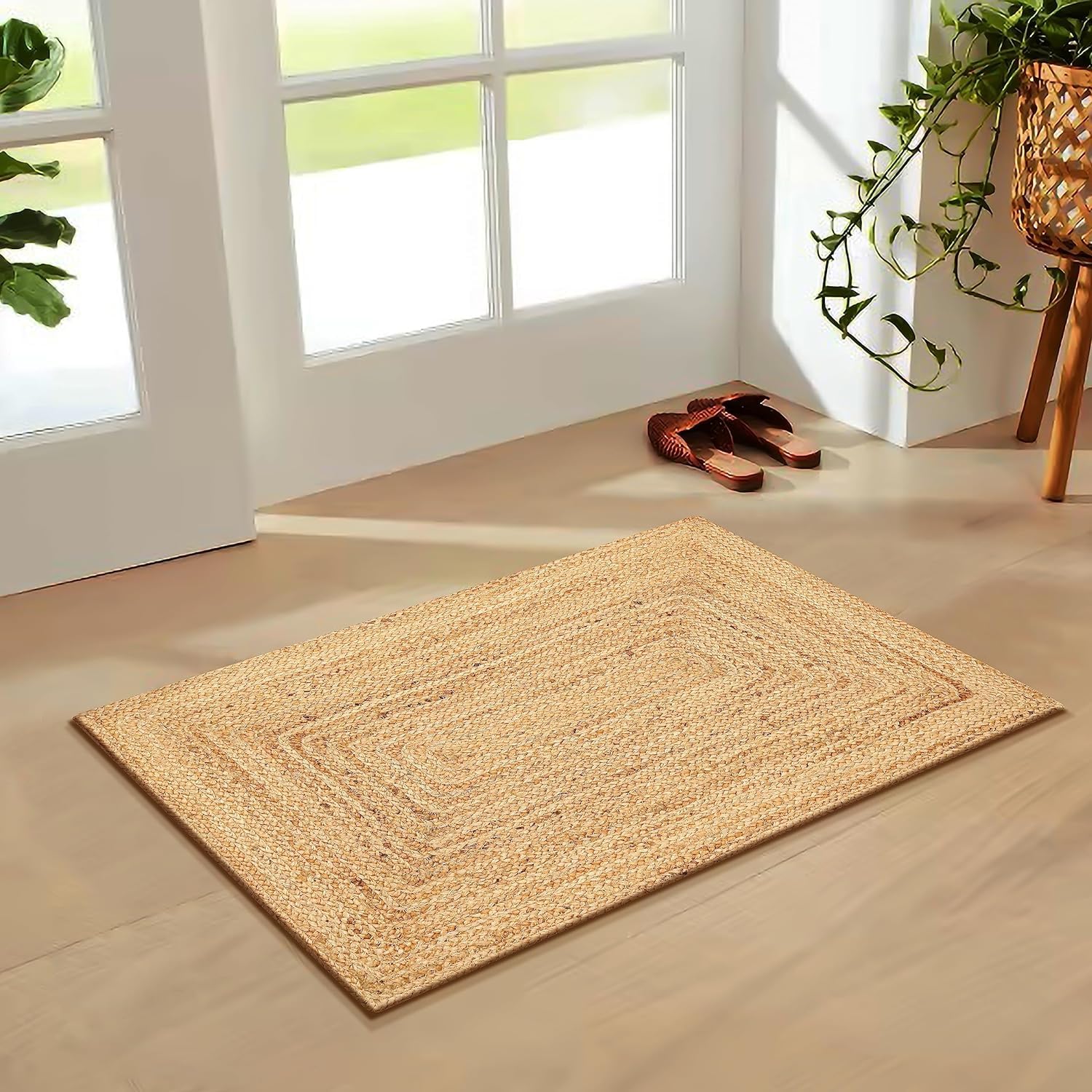 FRELISH DECOR jute rug in natural beige for bedrooms