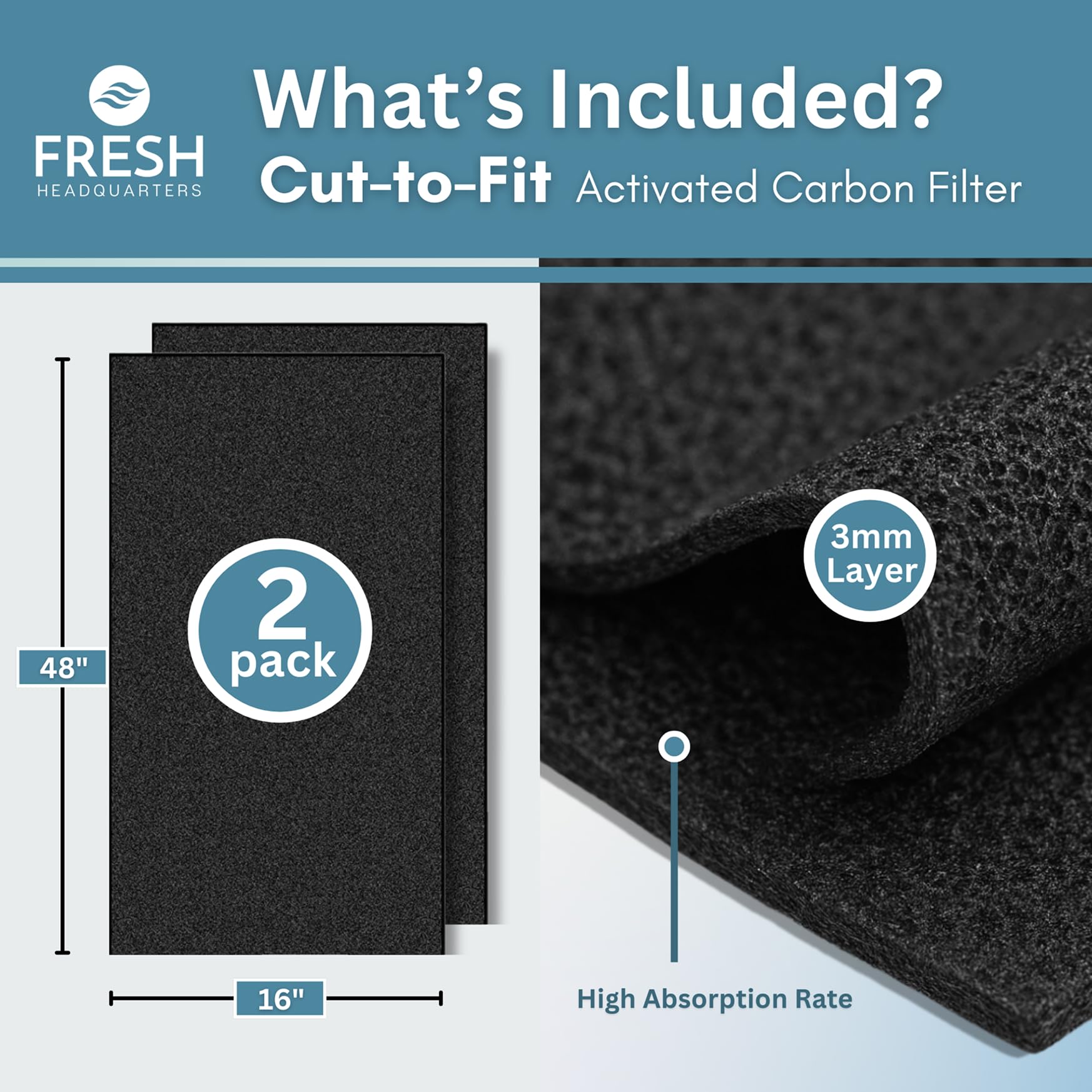 Fresh Headquarters carbon filter sheet removes dust and odors from indoor airflow