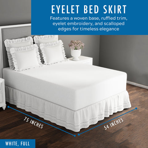 Fresh Ideas bed skirt with ruffled trim enhances bedroom elegance and tidiness.