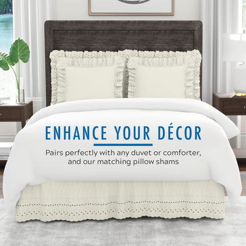 Fresh Ideas eyelet bed skirt conceals box springs and under-bed space neatly