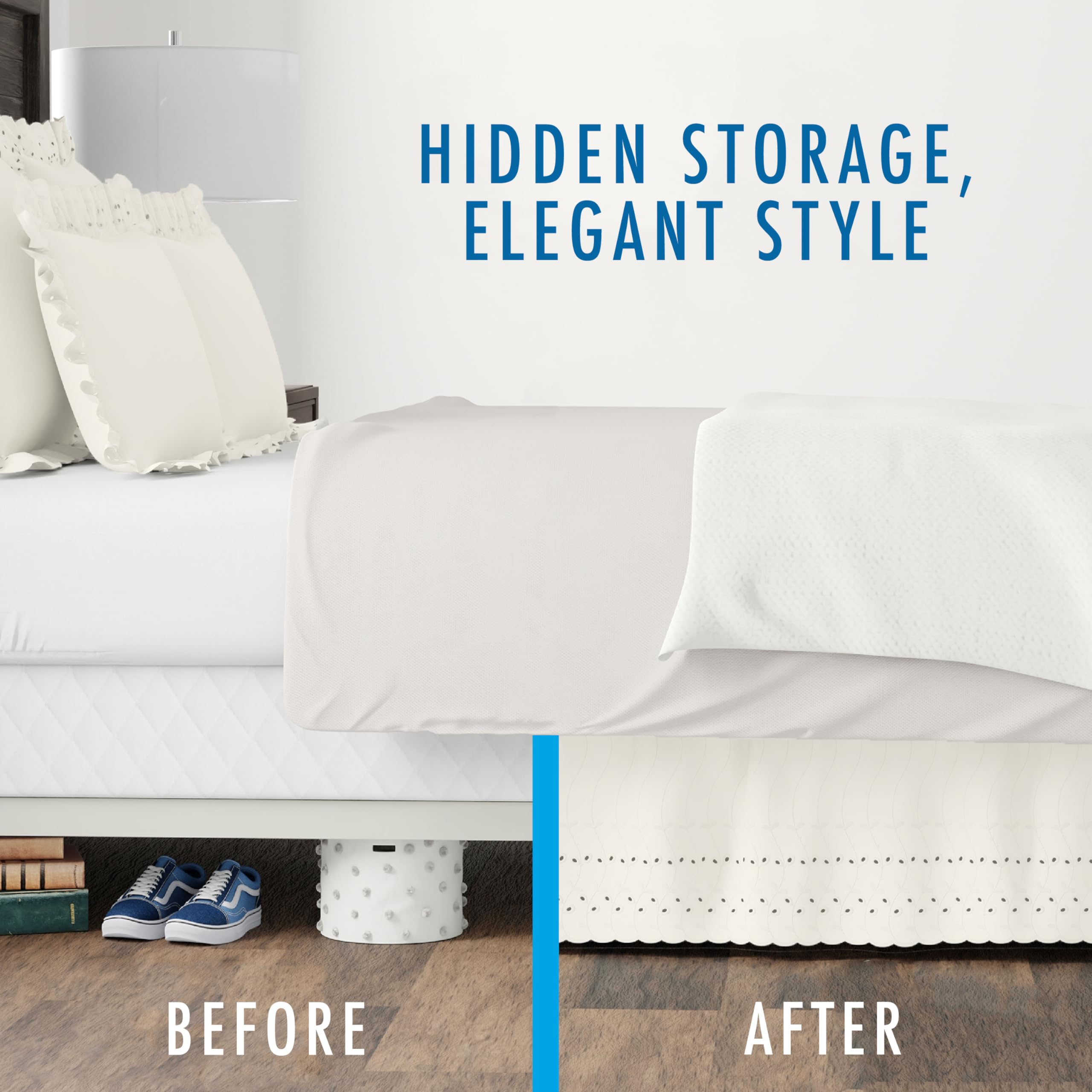 Fresh Ideas eyelet bed skirt shown in ivory complements a variety of bedroom decors