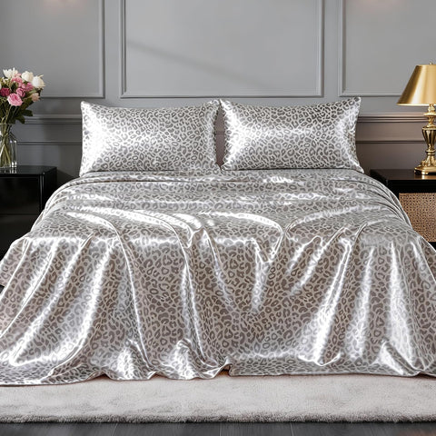 FreshCulture leopard-pattern satin pillowcases 20x30 for smooth skin and easy care