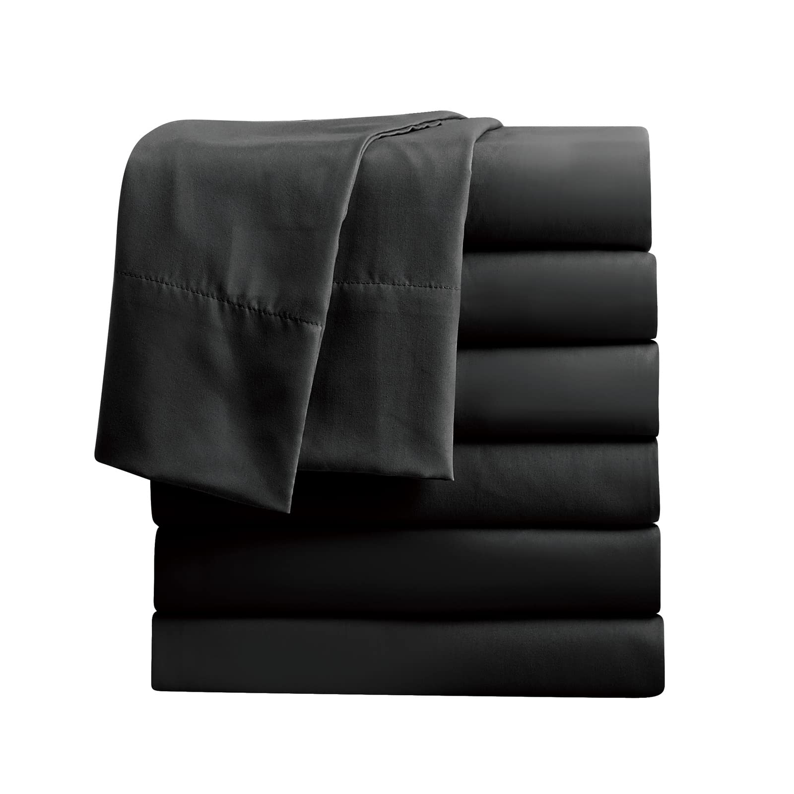 FreshCulture twin flat sheets in black bulk pack for hotels or salons.