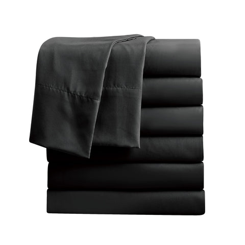 FreshCulture twin flat sheets in black bulk pack for hotels or salons.