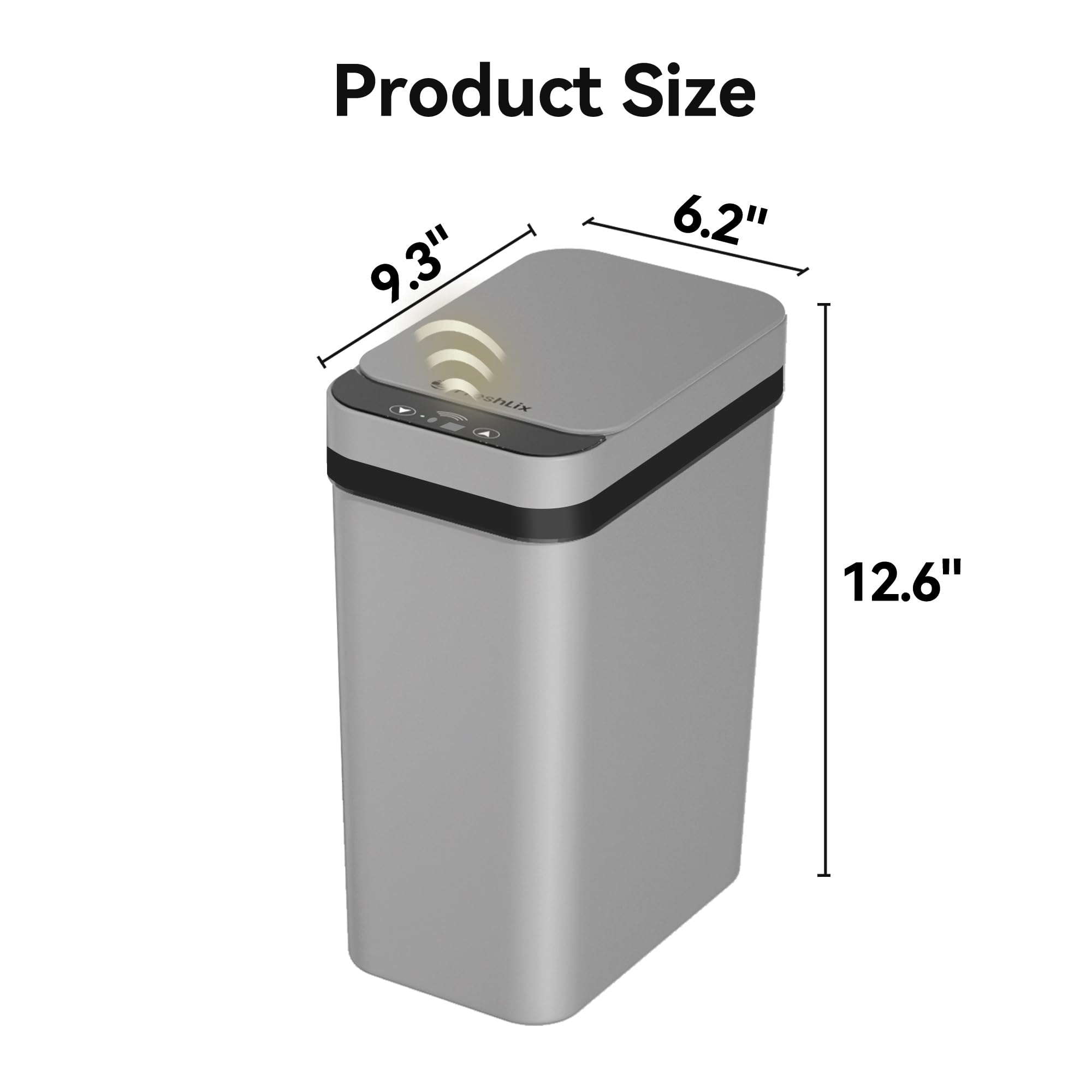 FRESHLIX 3-pack black trash can front view ideal for corners