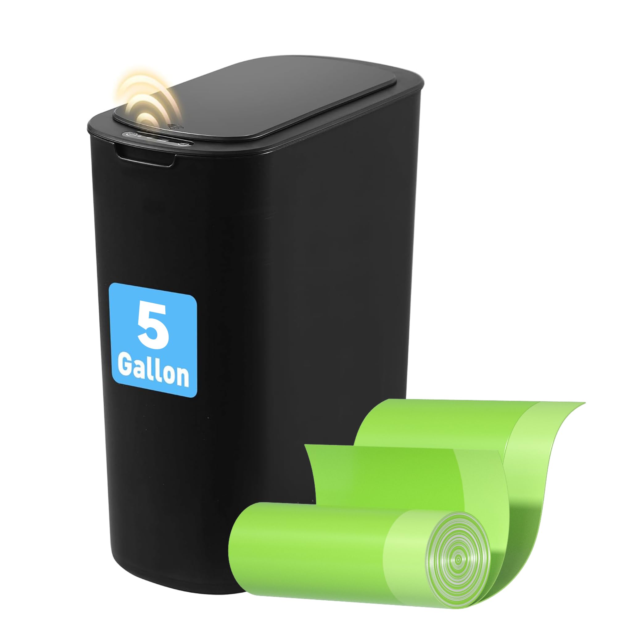 FRESHLIX 5-gallon bathroom trash can with lid for hygienic disposal