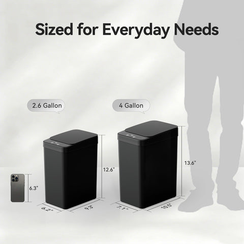 FRESHLIX trash can slim design saves countertop space.