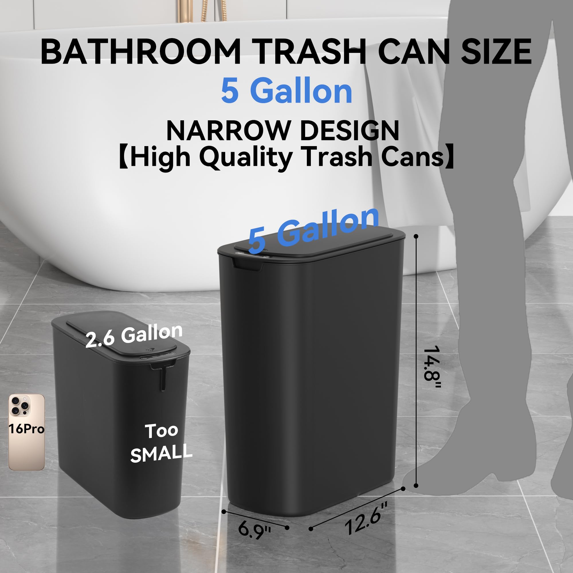 FRESHLIX motion sensor trash bin lid opens automatically for hands-free use