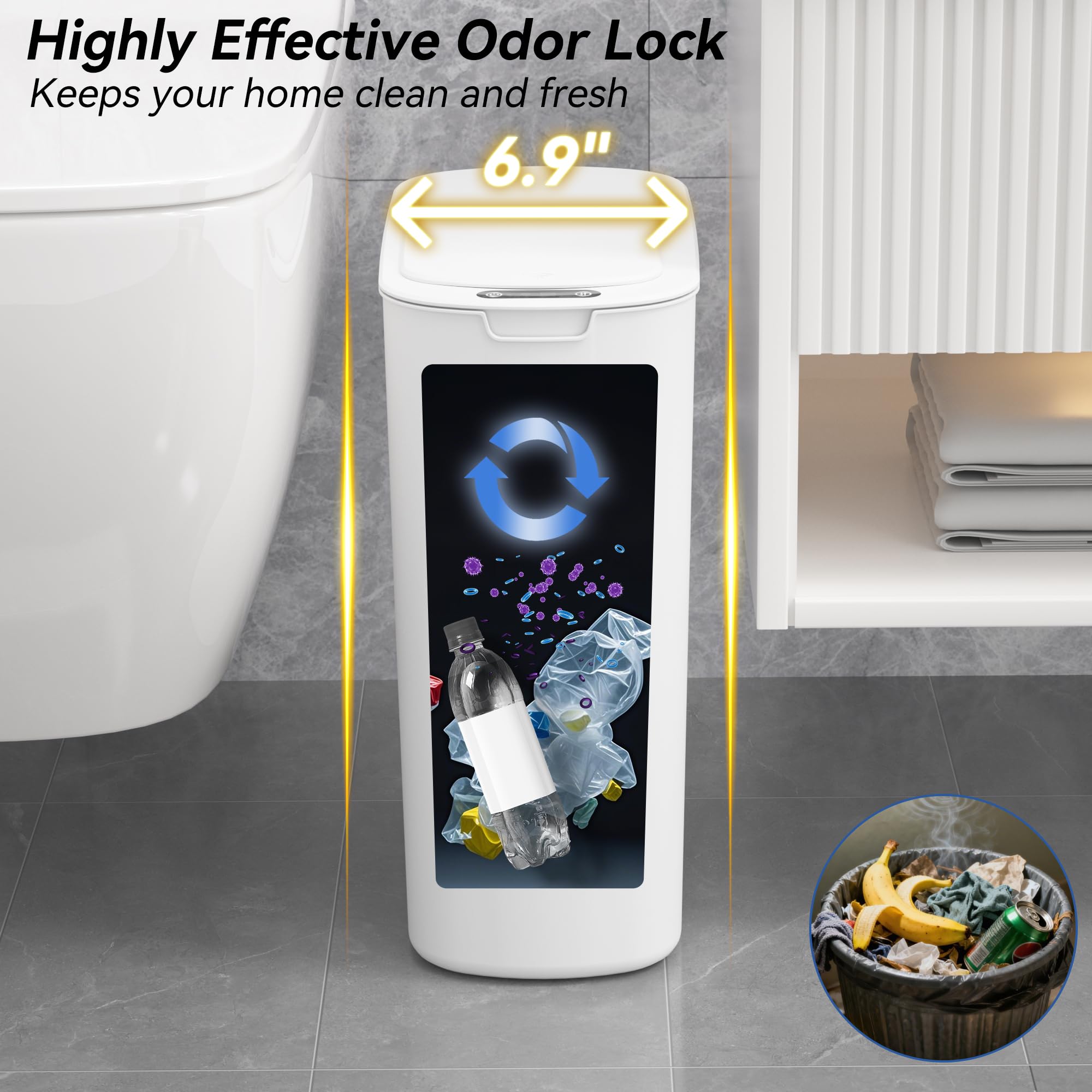 FRESHLIX silent lid operation reduces disturbance with smooth opening and closing.