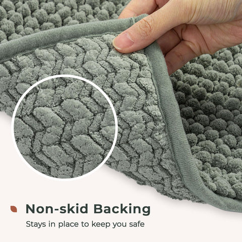 Freshmint chenille bath mat 17x24 inch size in sage green.