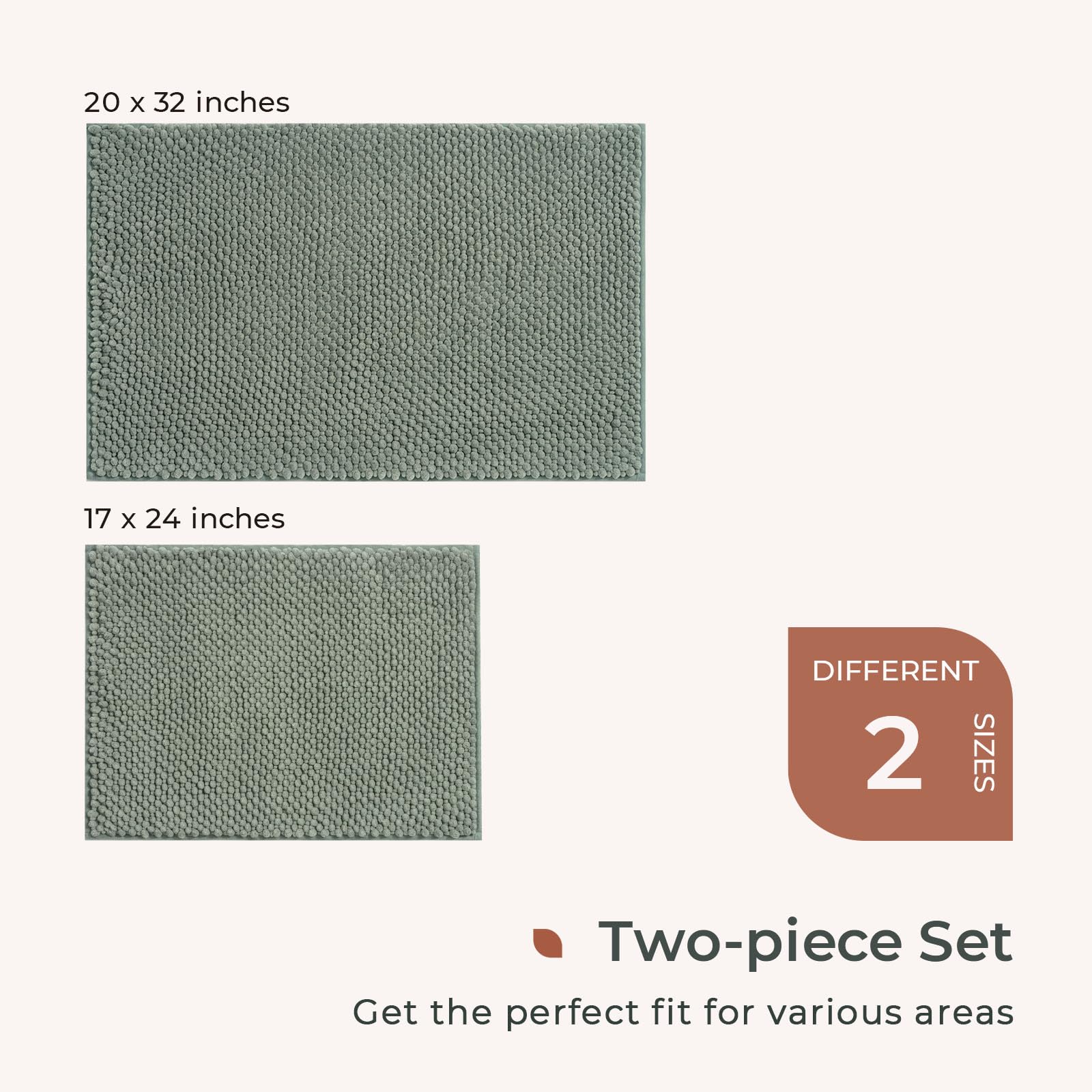 Freshmint chenille bath mat 20x32 inch size for larger spaces.