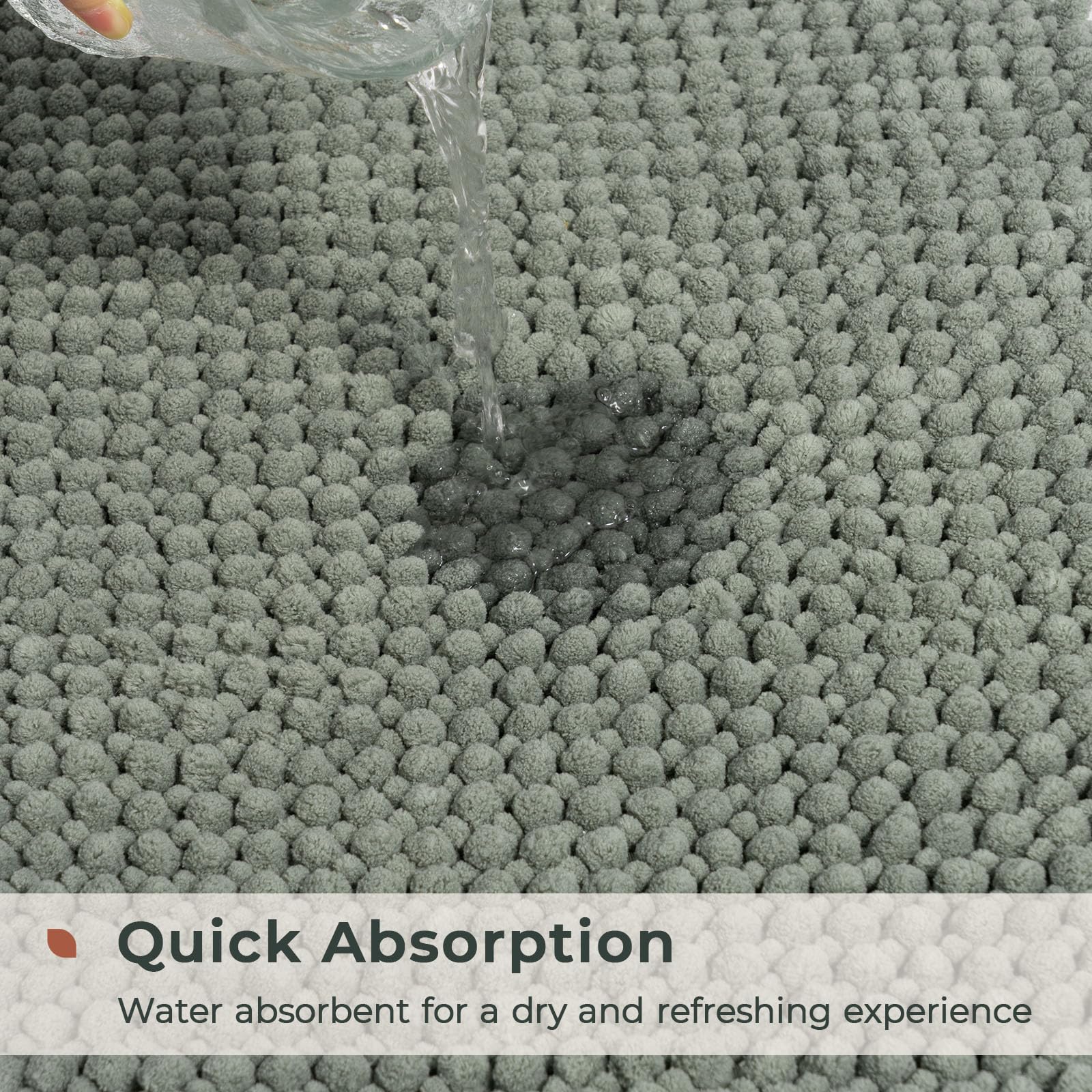 Freshmint non-slip backing keeps the rug securely in place on tile.