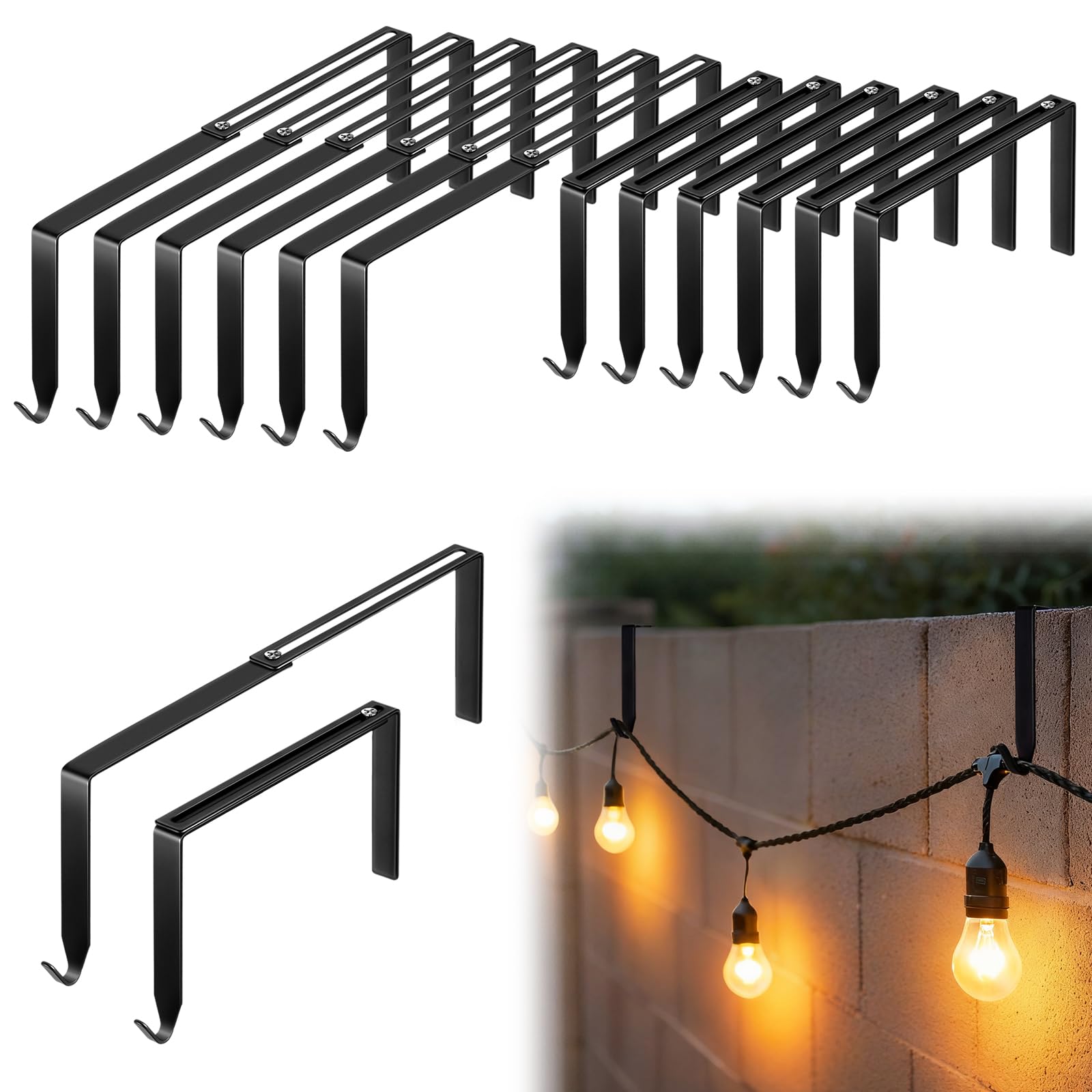 Frienda 12-pcs outdoor light hooks no drill set for renters.
