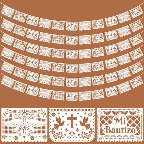 Frienda baptism banner close-up shows durable white plastic for lasting decor.