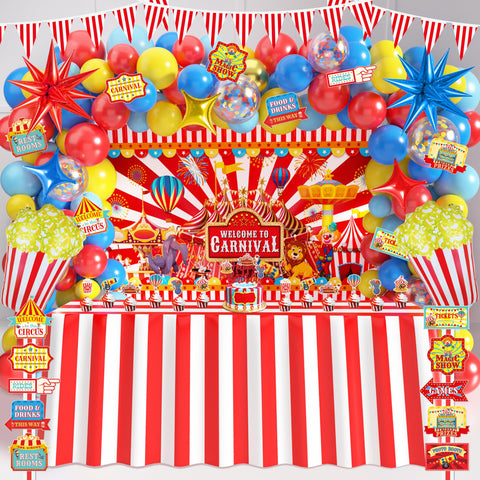 Friendisu carnival backdrop elevates the circus ambiance for festive party photos