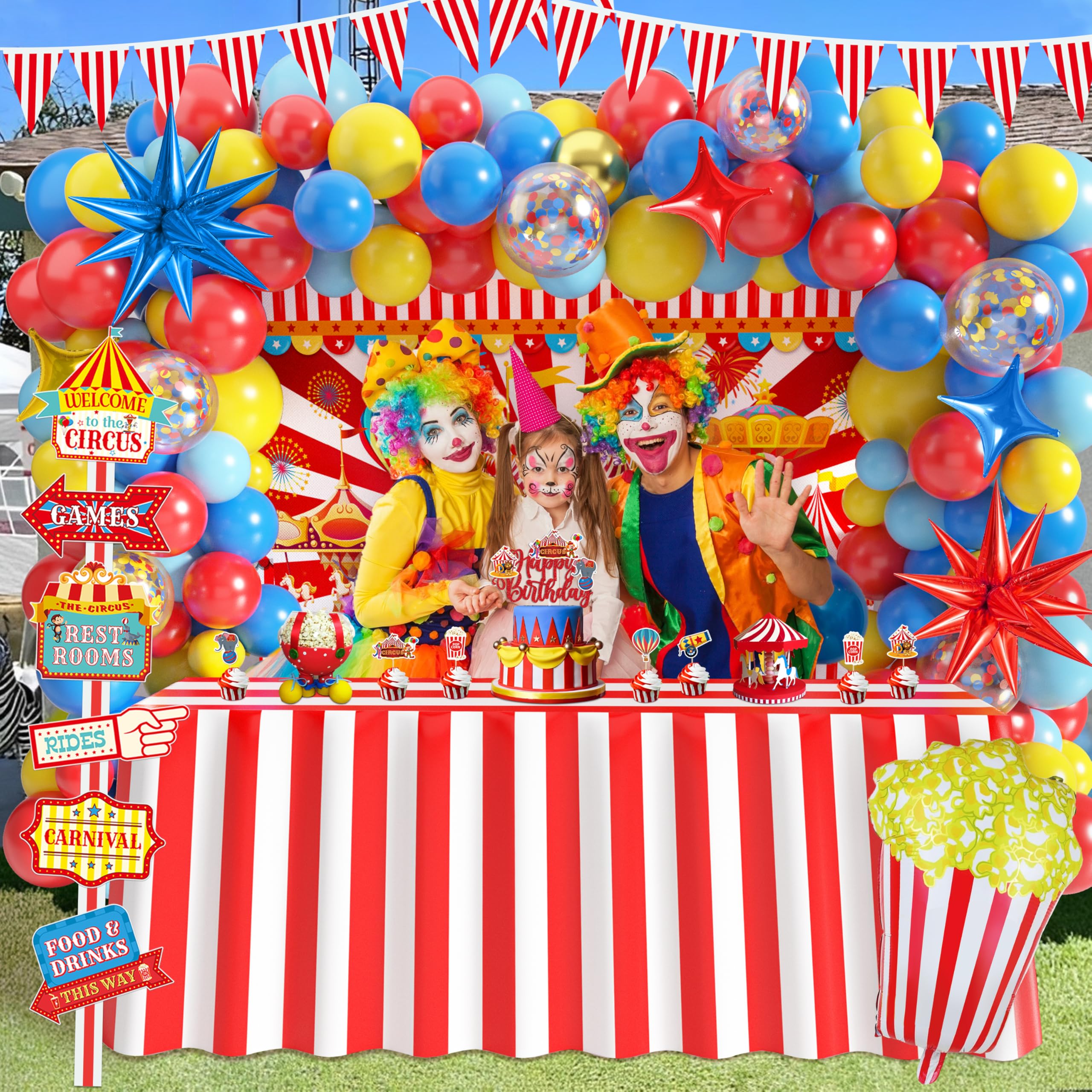 Friendisu directional signs guide guests through the party with circus flair
