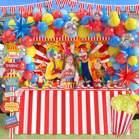 Friendisu directional signs guide guests through the party with circus flair