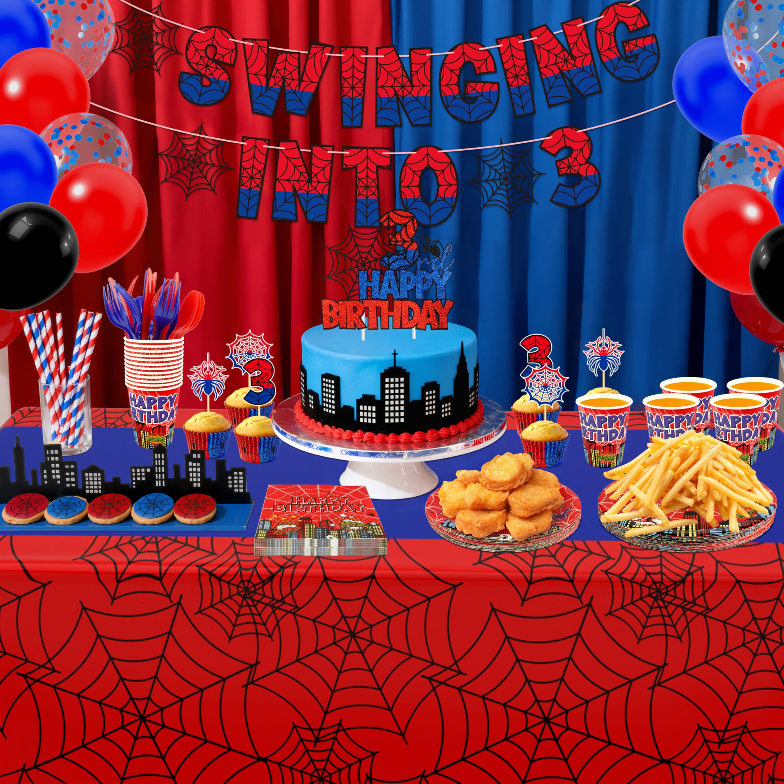 FRIENDISU Spider 3rd Birthday balloon set adds color and festivity for photos