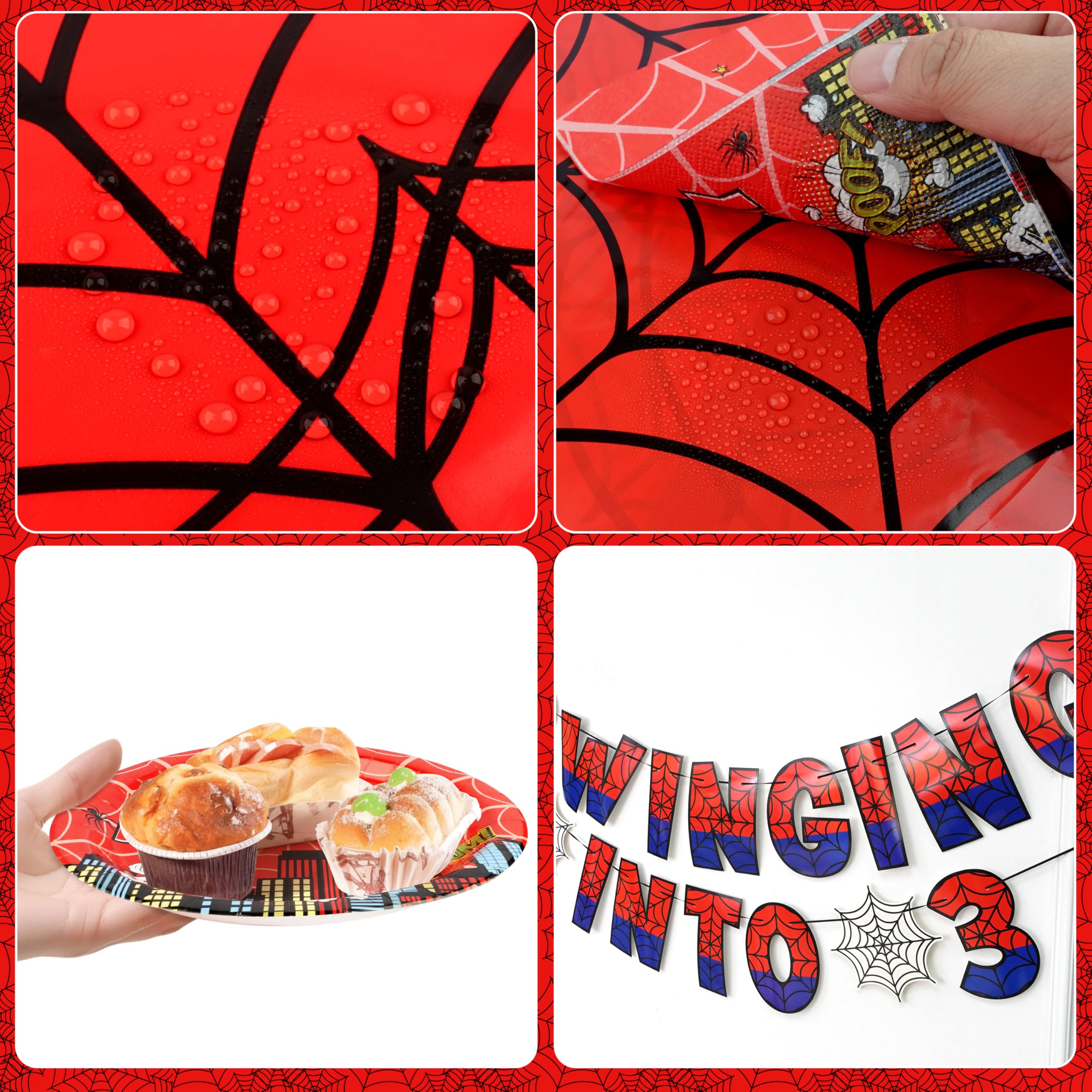 FRIENDISU Spider 3rd Birthday cutlery-napkins-cups offer leak-resistant convenience at cake time