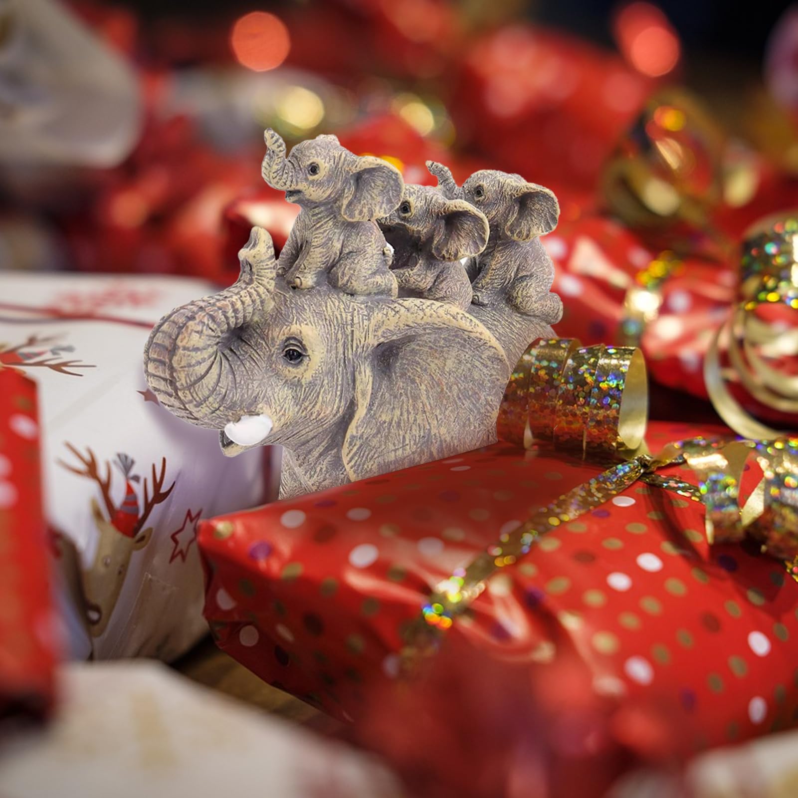 FriyGardcn elephant statue in living room decor setting