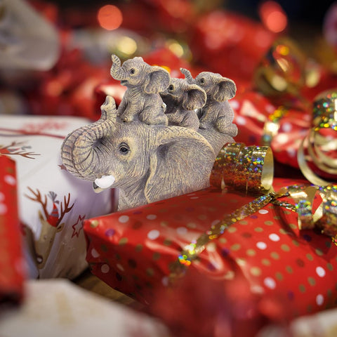 FriyGardcn elephant statue in living room decor setting