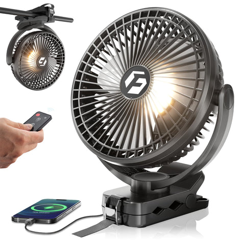 FRIZCOL 24000mAh clip-on fan front view for outdoor cooling on the go