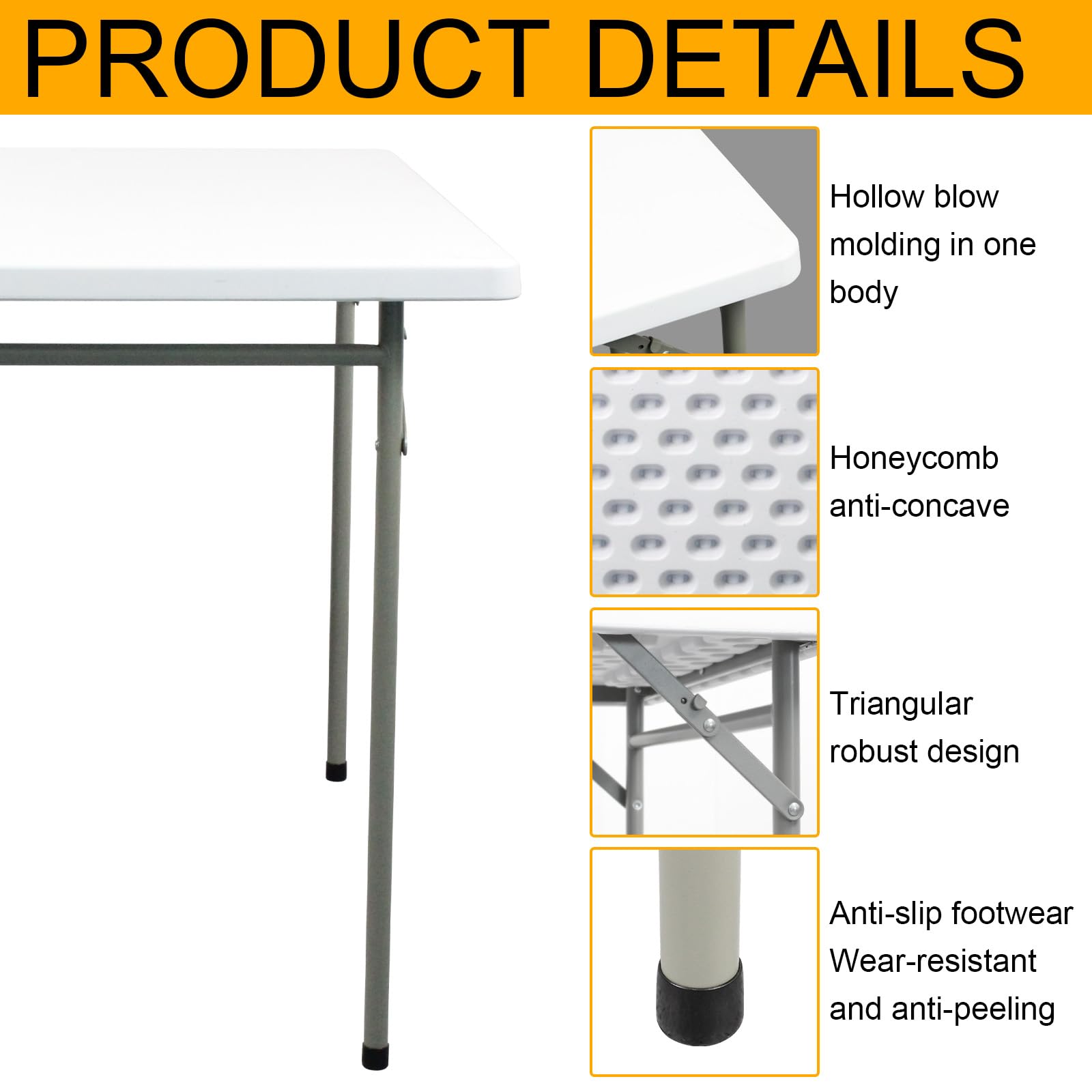 FROASISPRO folding table durable HDPE steel construction delivers lasting stability.