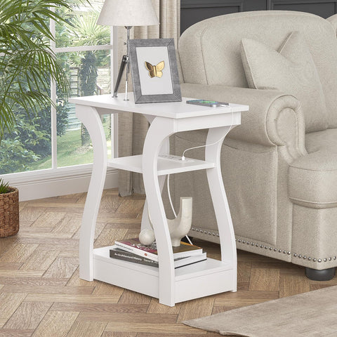FROMJBEST charging-friendly table keeps devices within reach during TV time