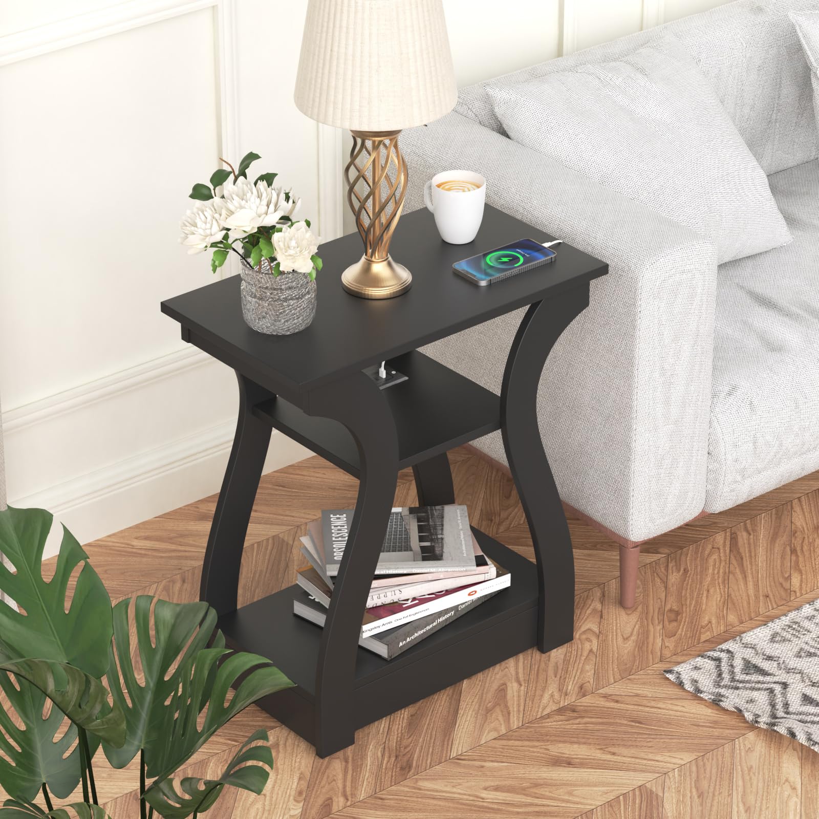 FromJBEST compact end table dimensions fit beside sofa or bed.