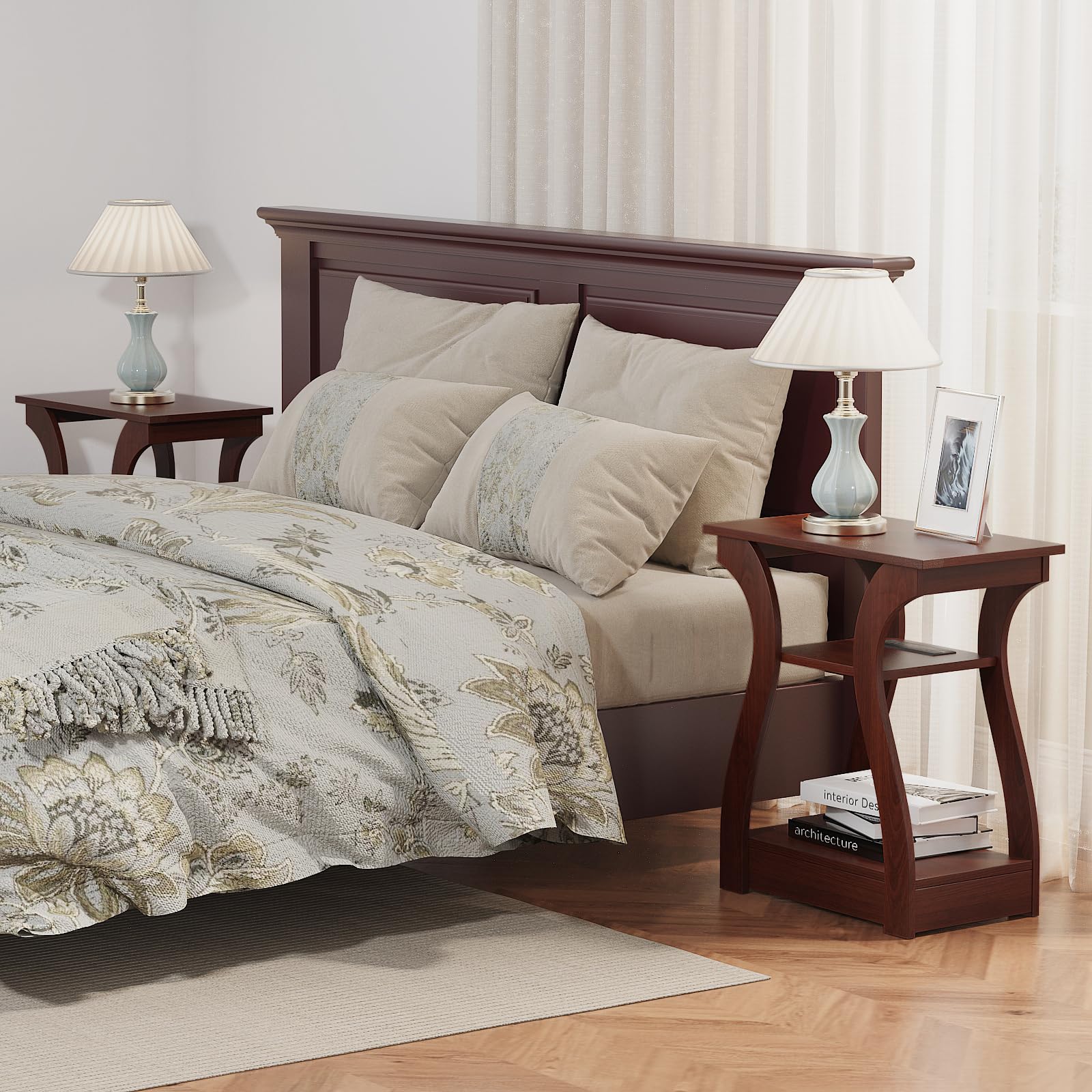 FROMJBEST end table charging station with USB ports keeps devices within reach