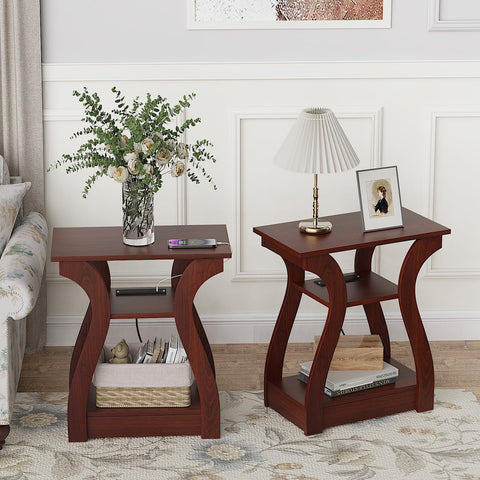 FROMJBEST end table three tier storage shelf maximizes space for display and storage