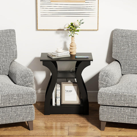 FROMJBEST End Table three-tier storage shelf organizes living room essentials
