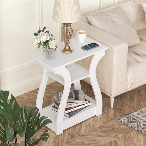 FROMJBEST engineered wood pillar end table emphasizes durability and stability