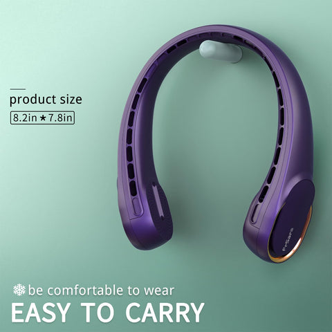 FrSara neck fan with quick charge for fast top-ups during travel or events.
