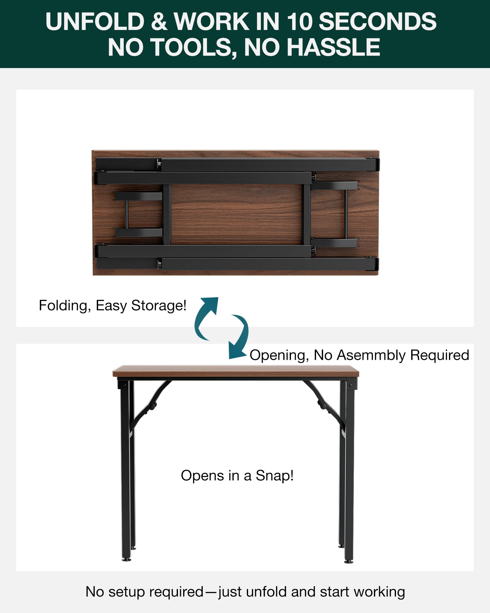 Frylr desk with sturdy metal frame provides stable daily use.