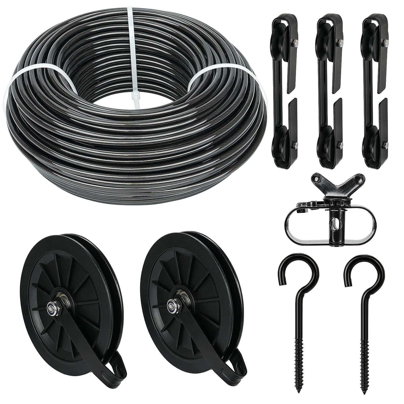 Fshihine outdoor clothesline kit 150ft cable ideal for wide spaces and energy-free drying.