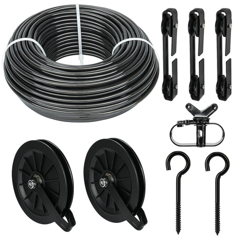 Fshihine outdoor clothesline kit 150ft cable ideal for wide spaces and energy-free drying.