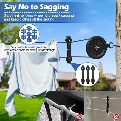 Fshihine mini winch simplifies lifting and lowering the clothesline.