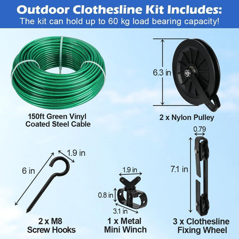 Fshihine 6-3in nylon pulleys enable smooth, quiet operation.