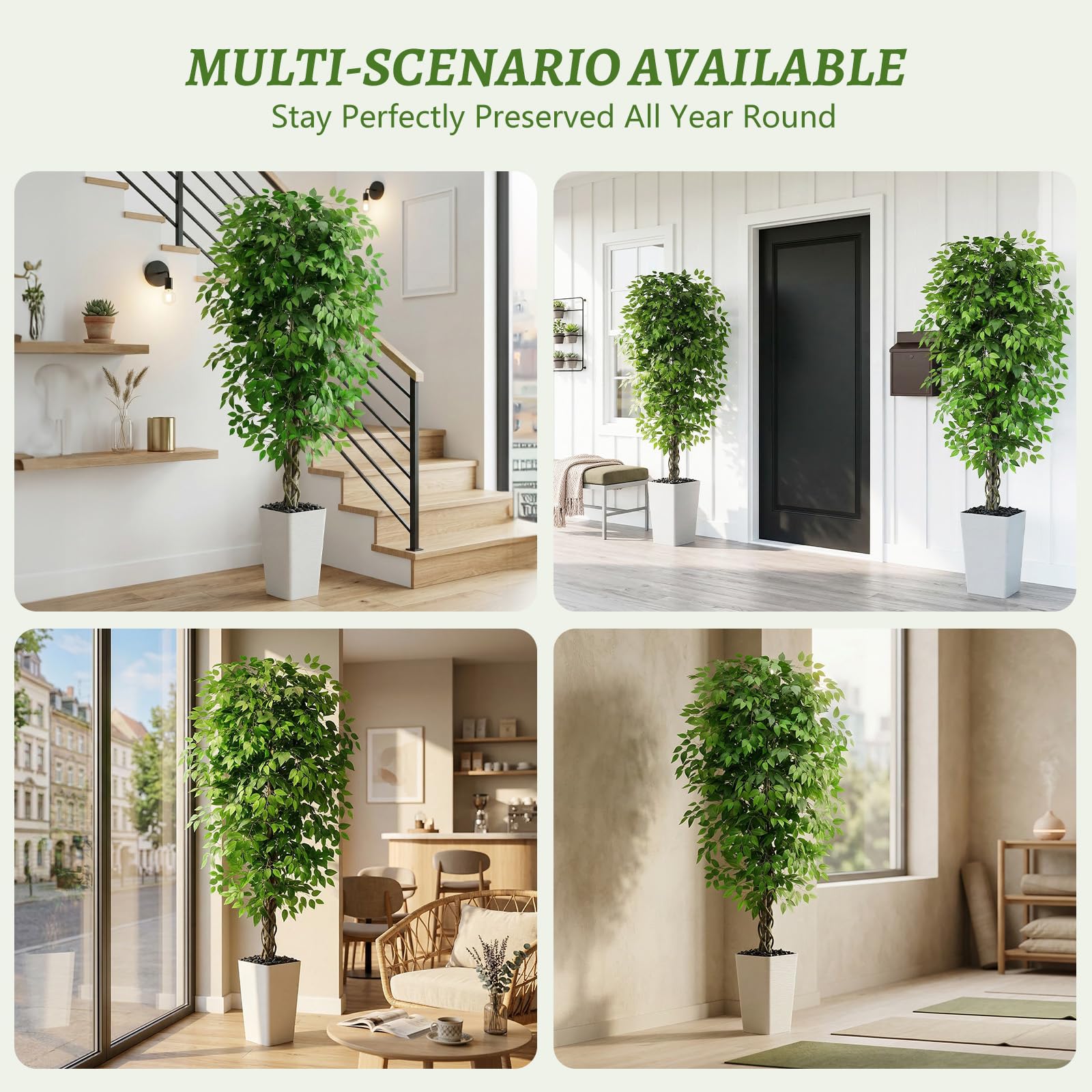 FSOHOI lifelike ficus foliage brightens balconies and sunrooms