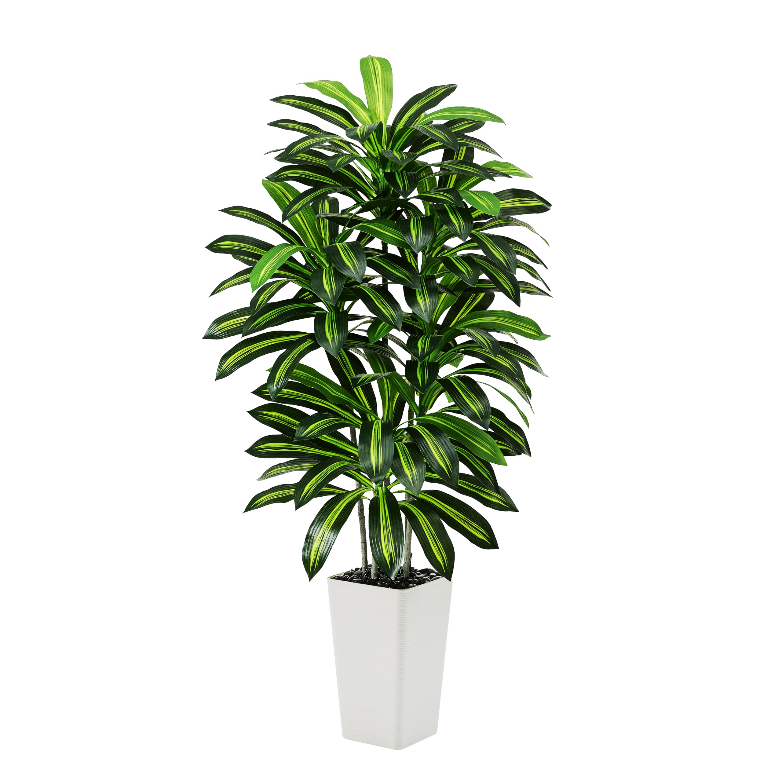FSOHOI artificial Dracaena tree 5ft in white planter for living room ambiance