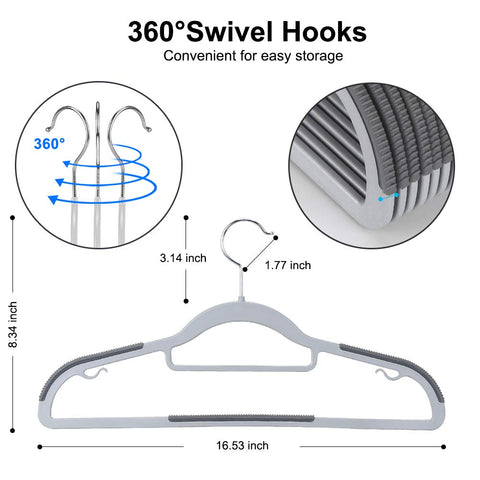 FSUTEG plastic hangers with non-slip textured shoulders prevent slipping