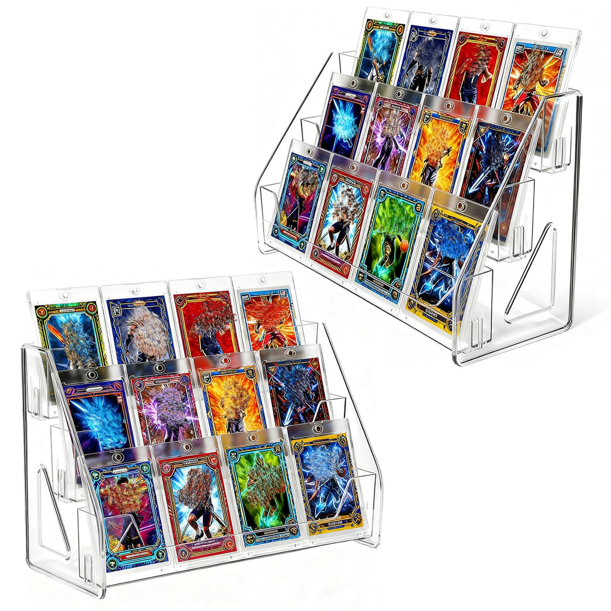 FTNA 2-pack 3-tier display stand shows cards clearly for professional presentation.