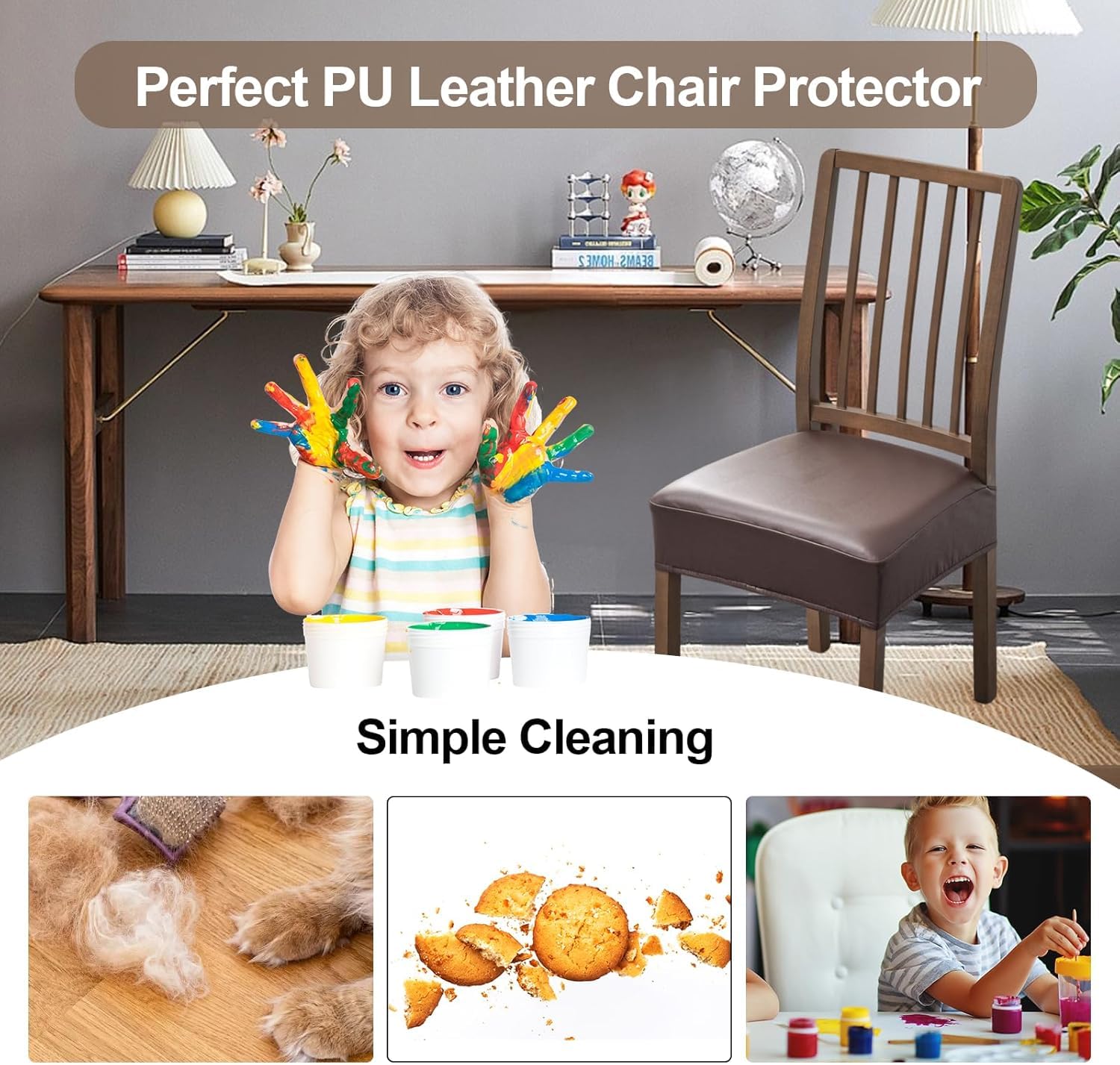 FUANGUI stretchy fit demonstrates secure coverage for standard chair cushions