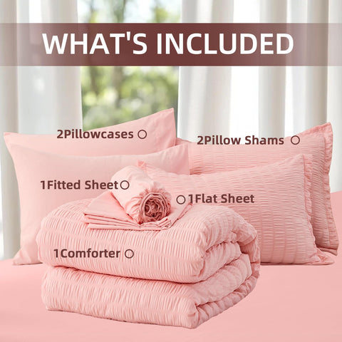 FUANNA pink full-size comforter set bedroom setup idea with soft bedding