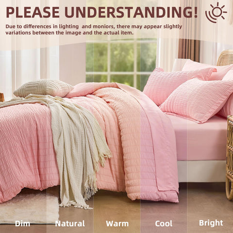 FUANNA pink full-size comforter set shams close-up for decorative pillow layers