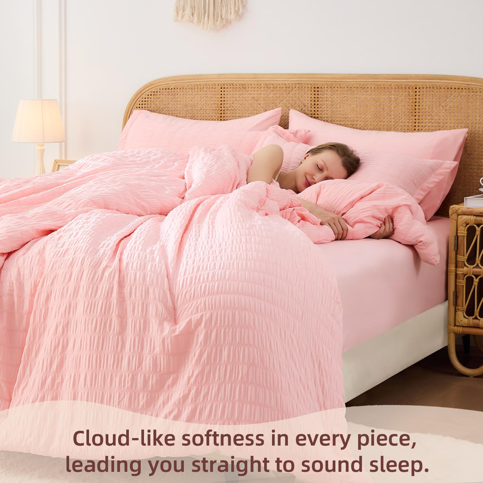 FUANNA pink full-size comforter set soft microfiber fabric for cozy, skin-friendly nights