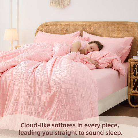 FUANNA pink full-size comforter set soft microfiber fabric for cozy, skin-friendly nights